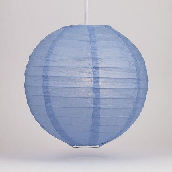 30" Serenity Blue Jumbo Round Paper Lantern, Even Ribbing, Chinese Hanging Wedding & Party Decoration