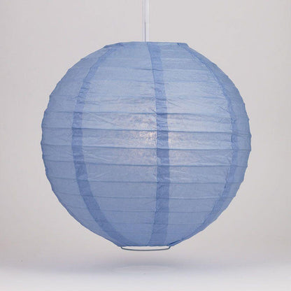 30" Serenity Blue Jumbo Round Paper Lantern, Even Ribbing, Chinese Hanging Wedding & Party Decoration