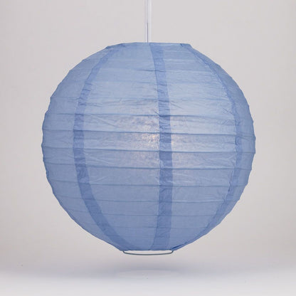 8" Serenity Blue Round Paper Lantern, Even Ribbing, Chinese Hanging Decoration for Weddings and Parties - PaperLanternStore.com - Paper Lanterns, Decor, Party Lights & More