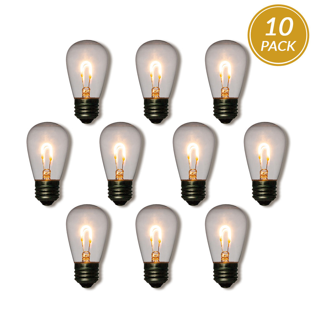 10-Pack LED Filament S14 Shatterproof Energy Saving Light Bulb, Dimmable, 1W,  E26 Medium Base - PaperLanternStore.com - Paper Lanterns, Decor, Party Lights & More