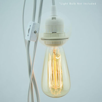 BULK PACK (10) Single Socket Pendant Light Cord Kits for Lanterns (11FT, Switch, White) - PaperLanternStore.com - Paper Lanterns, Decor, Party Lights & More