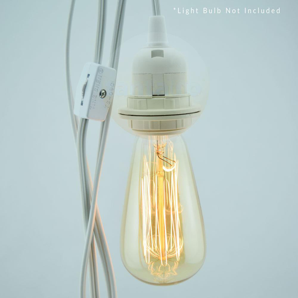 BULK PACK (6) Single Socket Pendant Light Cord Kits for Lanterns (11FT, Switch, White) - PaperLanternStore.com - Paper Lanterns, Decor, Party Lights & More