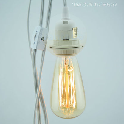 BULK PACK (6) Single Socket Pendant Light Cord Kits for Lanterns (15FT, UL Listed, Switch, White) - PaperLanternStore.com - Paper Lanterns, Decor, Party Lights & More