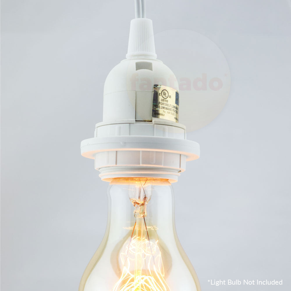 BULK PACK (6) Single Socket Pendant Light Cord Kits for Lanterns (15FT, UL Listed, Switch, White) - PaperLanternStore.com - Paper Lanterns, Decor, Party Lights & More