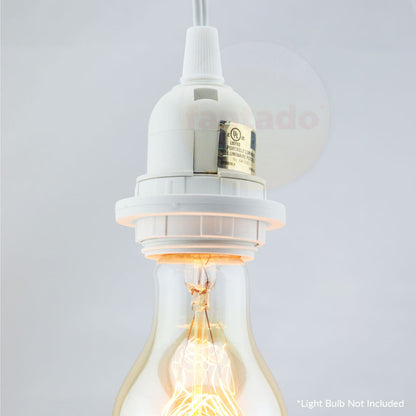 BULK PACK (6) Single Socket Pendant Light Cord Kits for Lanterns (15FT, UL Listed, Switch, White) - PaperLanternStore.com - Paper Lanterns, Decor, Party Lights & More