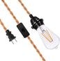 15FT Jute Rope Pendant Light Lamp, Switch, with LED Bulbs and Lamp Cord Light Included