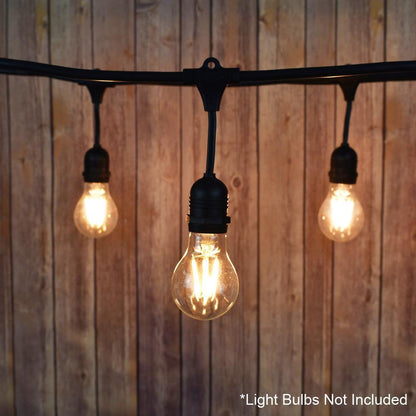 (Cord Only) 24 Suspended Socket SJTW Outdoor Commercial DIY String Light 54 FT White Cord w/ E26 Medium Base, Weatherproof
