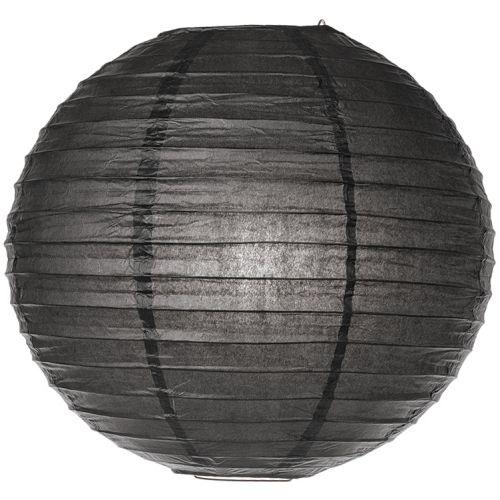 Black 6 Inch Round Parallel Ribbed No Frills Paper Lantern Set of 10 - PaperLanternStore.com - Paper Lanterns, Decor, Party Lights & More