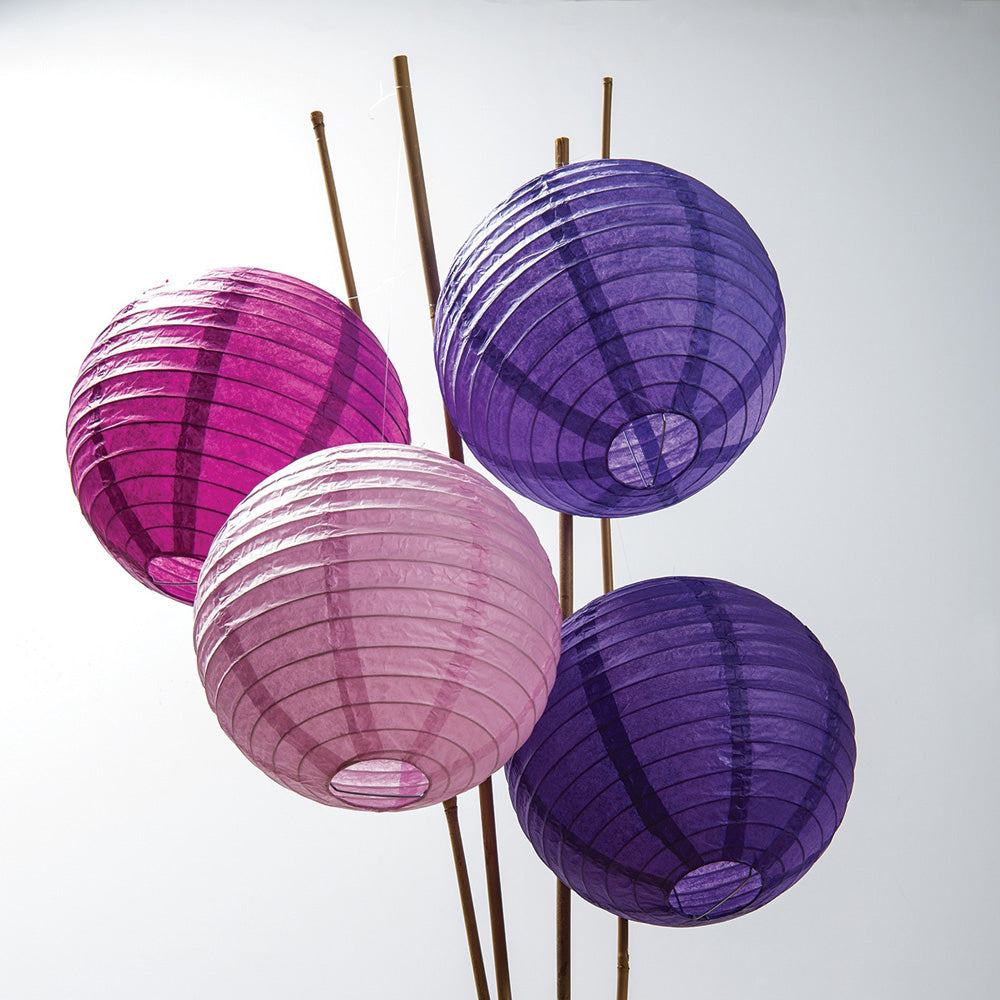 12-Pack of 8 Inch Multicolor Purple No Frills Paper Lanterns - PaperLanternStore.com - Paper Lanterns, Decor, Party Lights & More