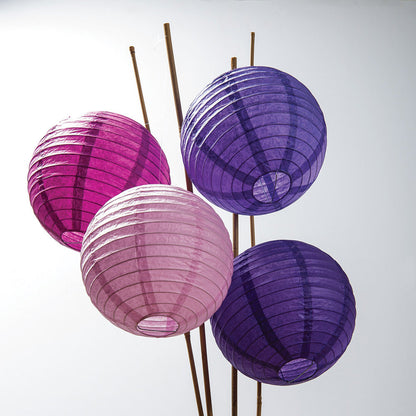 12-Pack of 8 Inch Multicolor Purple No Frills Paper Lanterns - PaperLanternStore.com - Paper Lanterns, Decor, Party Lights & More
