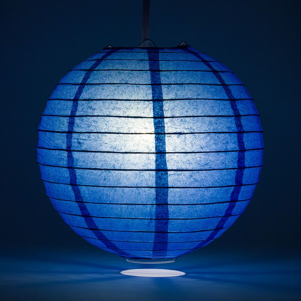 4" Dark Blue Round Paper Lantern, Even Ribbing, Hanging Decoration (10 PACK) - PaperLanternStore.com - Paper Lanterns, Decor, Party Lights & More