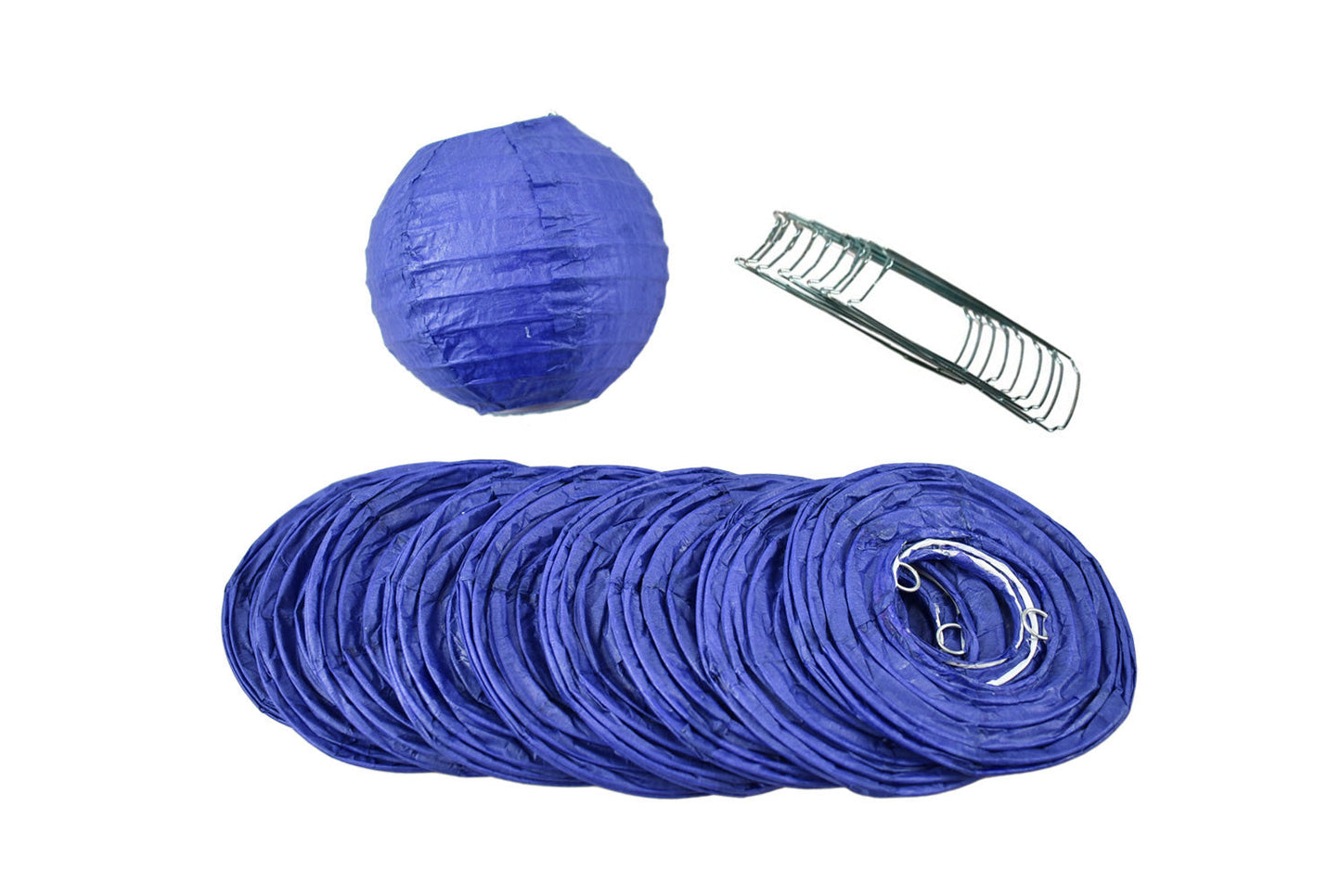 4" Dark Blue Round Paper Lantern, Even Ribbing, Hanging Decoration (10 PACK) - PaperLanternStore.com - Paper Lanterns, Decor, Party Lights & More