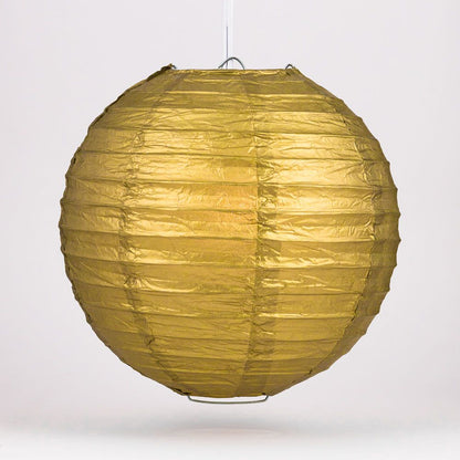 4" Gold Round Paper Lantern, Even Ribbing, Hanging Decoration (10 PACK) - PaperLanternStore.com - Paper Lanterns, Decor, Party Lights & More