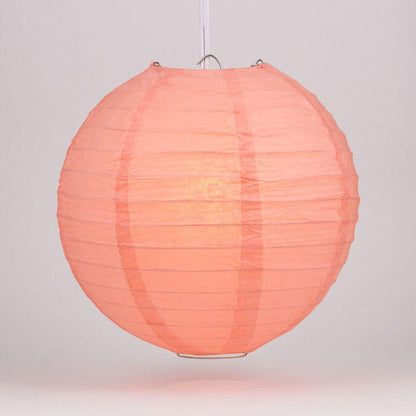 BULK PACK (5) 8" Roseate / Pink Coral Round Paper Lantern, Even Ribbing, Chinese Hanging Wedding & Party Decoration - PaperLanternStore.com - Paper Lanterns, Decor, Party Lights & More