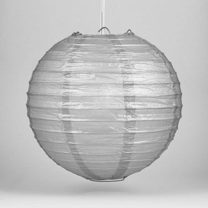 4" Silver Round Paper Lantern, Even Ribbing, Hanging Decoration (10 PACK) - PaperLanternStore.com - Paper Lanterns, Decor, Party Lights & More