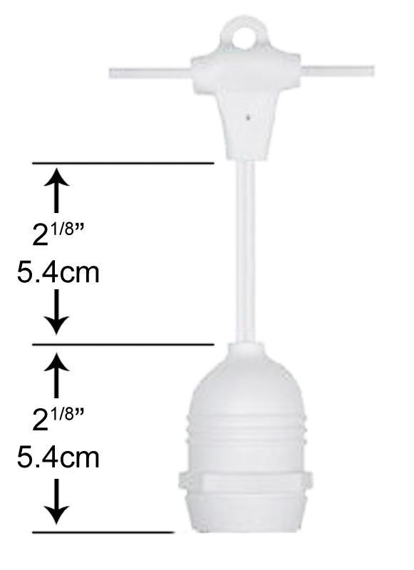 (Cord Only) 24 Suspended Socket SJTW Outdoor Commercial DIY String Light 54 FT White Cord w/ E26 Medium Base, Weatherproof