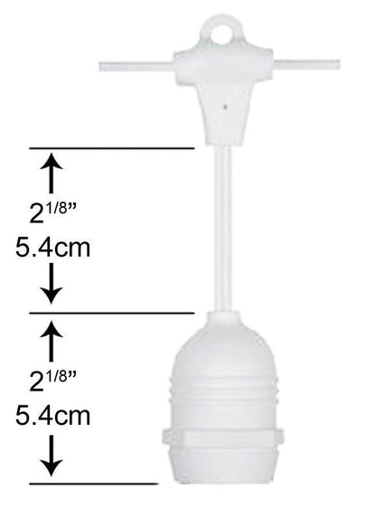 (Cord Only) 24 Suspended Socket SJTW Outdoor Commercial DIY String Light 54 FT White Cord w/ E26 Medium Base, Weatherproof