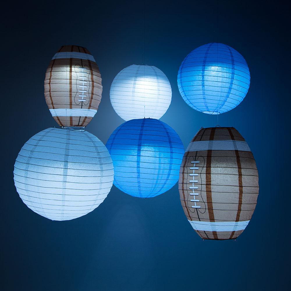 Tennessee Pro Football Paper Lanterns 6pc Combo Tailgating Party Pack (Turquoise/White) - by PaperLanternStore.com - Paper Lanterns, Decor, Party Lights & More