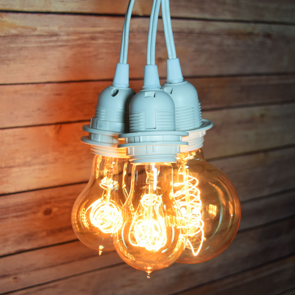 Triple Socket White Pendant Light Lamp Cord for Lanterns, Switch, 19 FT - PaperLanternStore.com - Paper Lanterns, Decor, Party Lights & More