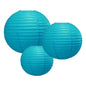8/12/16" Turquoise Round Paper Lanterns, Even Ribbing (3-Pack Cluster) - PaperLanternStore.com - Paper Lanterns, Decor, Party Lights & More