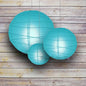 8/12/16" Turquoise Round Paper Lanterns, Irregular Ribbing (3-Pack Cluster) - PaperLanternStore.com - Paper Lanterns, Decor, Party Lights & More