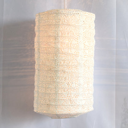 Cylinder Unique Shaped Tyvek Paper Lantern, Extra Durable, White (8"W x 12"H)