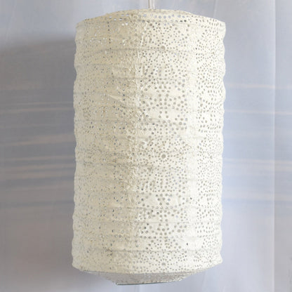Cylinder Unique Shaped Tyvek Paper Lantern, Extra Durable, White (8"W x 12"H)