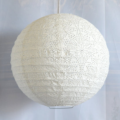Round Tyvek Paper Lantern, Extra Durable, White (12"W x 12"H)