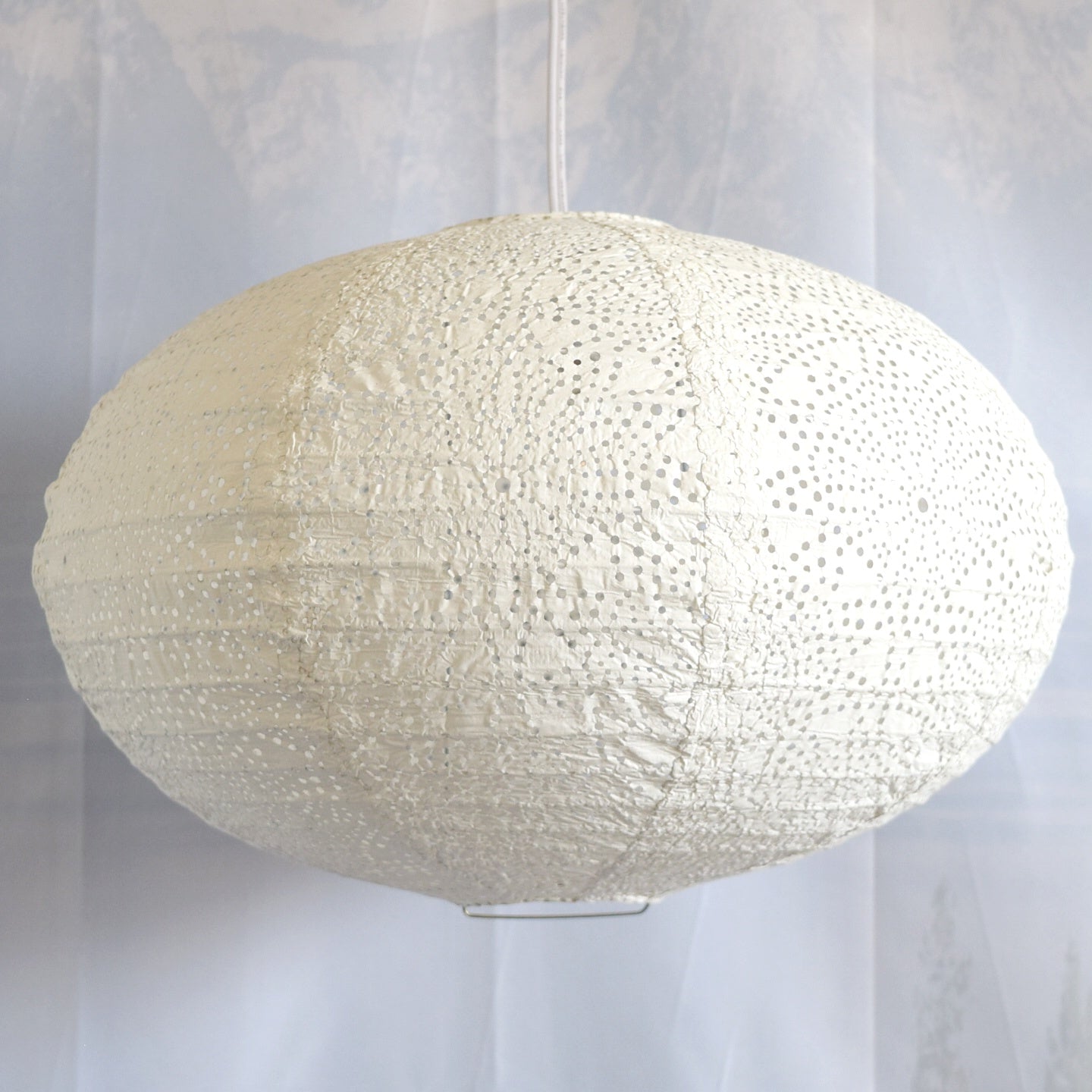 Saturn Oval Tyvek Paper Lantern, Extra Durable, White (16"W x 9"H)