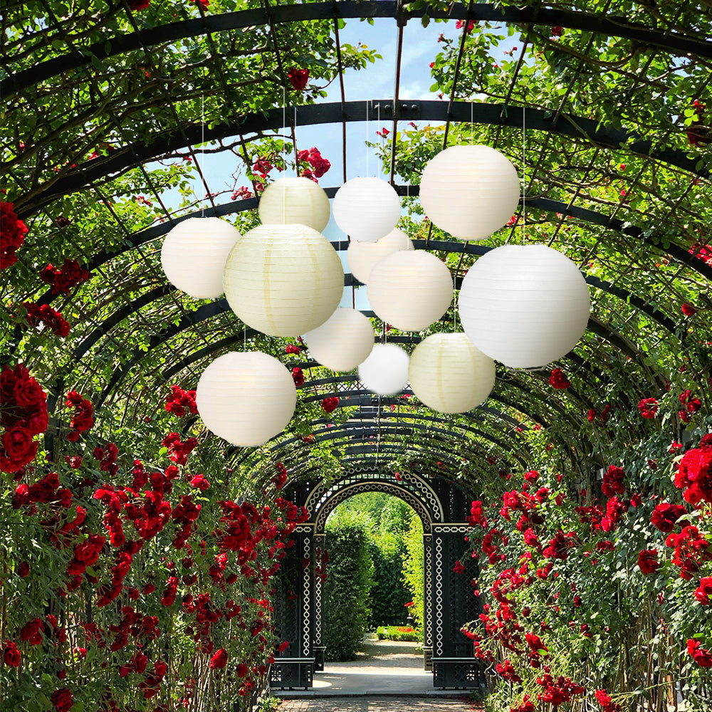 Ultimate 20pc Beige Paper Lantern Party Pack - Assorted Sizes of 6, 8, 10, 12 for Weddings, Birthday, Events and Decor - PaperLanternStore.com - Paper Lanterns, Decor, Party Lights & More