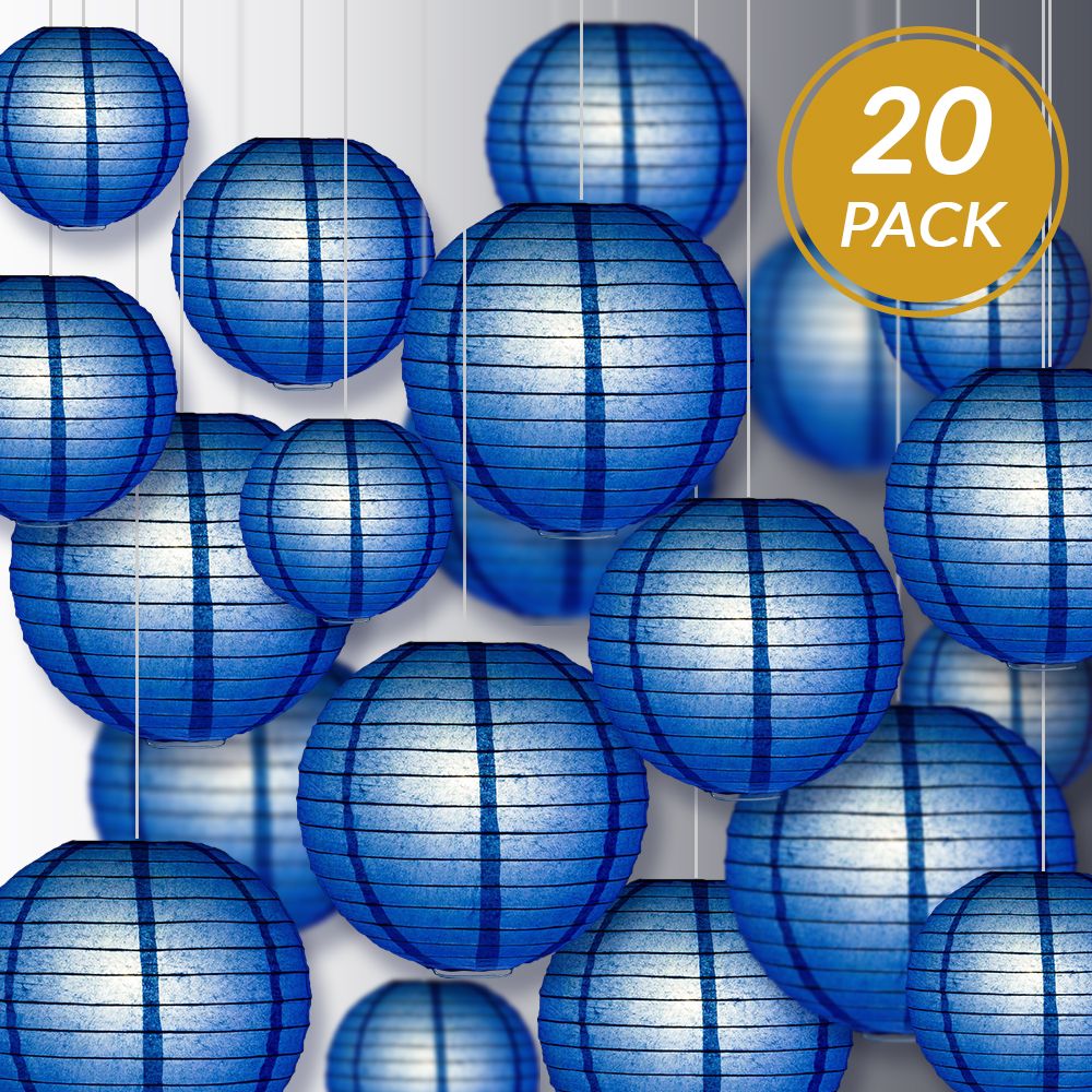 Ultimate 20pc Dark Blue Paper Lantern Party Pack - Assorted Sizes of 6, 8, 10, 12 for Weddings, Birthday, Events and Decor - PaperLanternStore.com - Paper Lanterns, Decor, Party Lights & More