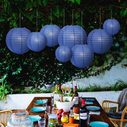 Ultimate 20pc Dark Blue Paper Lantern Party Pack - Assorted Sizes of 6, 8, 10, 12 for Weddings, Birthday, Events and Decor - PaperLanternStore.com - Paper Lanterns, Decor, Party Lights & More