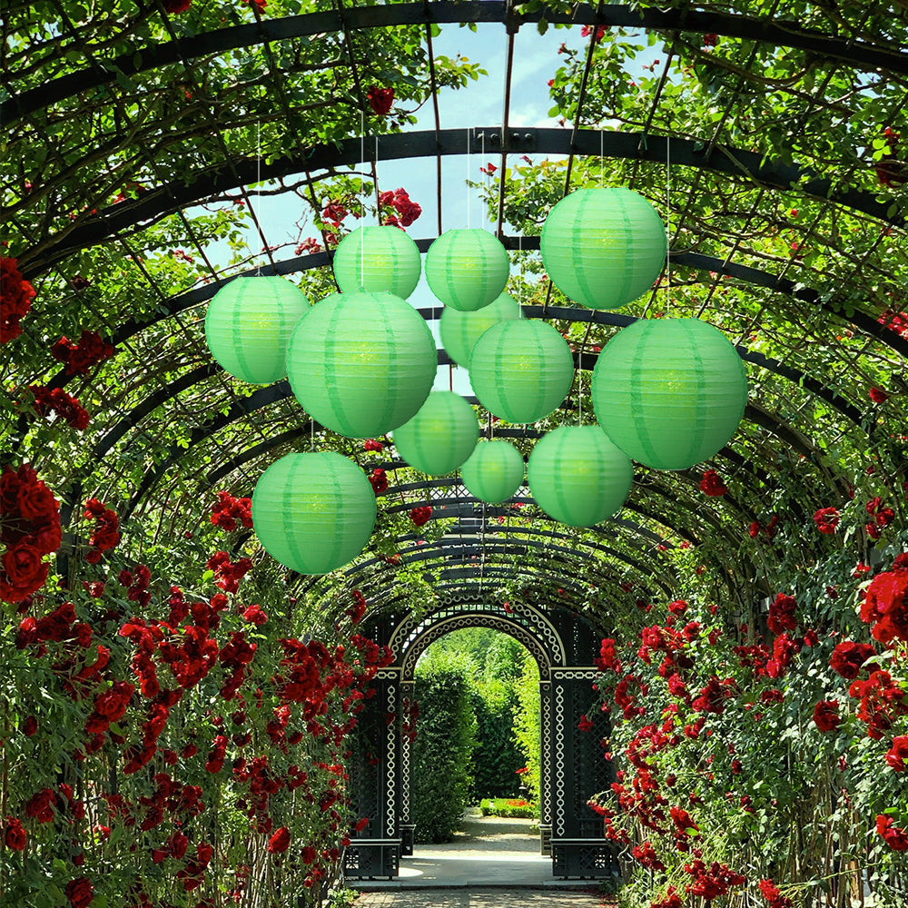 Ultimate 20pc Emerald Green Paper Lantern Party Pack - Assorted Sizes of 6, 8, 10, 12 for Weddings, Birthday, Events and Decor - PaperLanternStore.com - Paper Lanterns, Decor, Party Lights & More