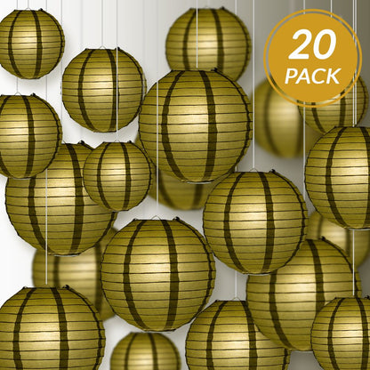 Ultimate 20pc Gold Paper Lantern Party Pack - Assorted Sizes of 6, 8, 10, 12 for Weddings, Birthday, Events and Decor - PaperLanternStore.com - Paper Lanterns, Decor, Party Lights & More