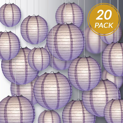 Ultimate 20pc Lavender Paper Lantern Party Pack - Assorted Sizes of 6, 8, 10, 12 for Weddings, Birthday, Events and Decor - PaperLanternStore.com - Paper Lanterns, Decor, Party Lights & More