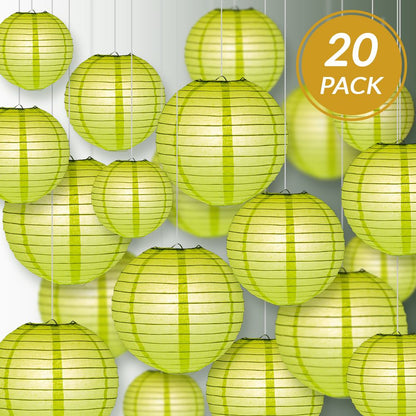 Ultimate 20pc Light Lime Paper Lantern Party Pack - Assorted Sizes of 6, 8, 10, 12 for Weddings, Birthday, Events and Decor - PaperLanternStore.com - Paper Lanterns, Decor, Party Lights & More