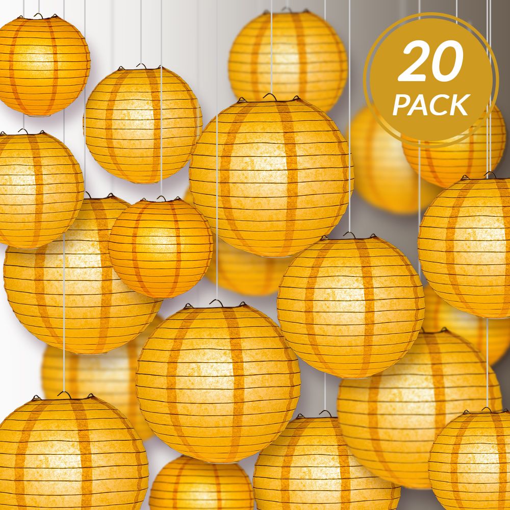 Ultimate 20pc Papaya Paper Lantern Party Pack - Assorted Sizes of 6, 8, 10, 12 for Weddings, Birthday, Events and Decor - PaperLanternStore.com - Paper Lanterns, Decor, Party Lights & More