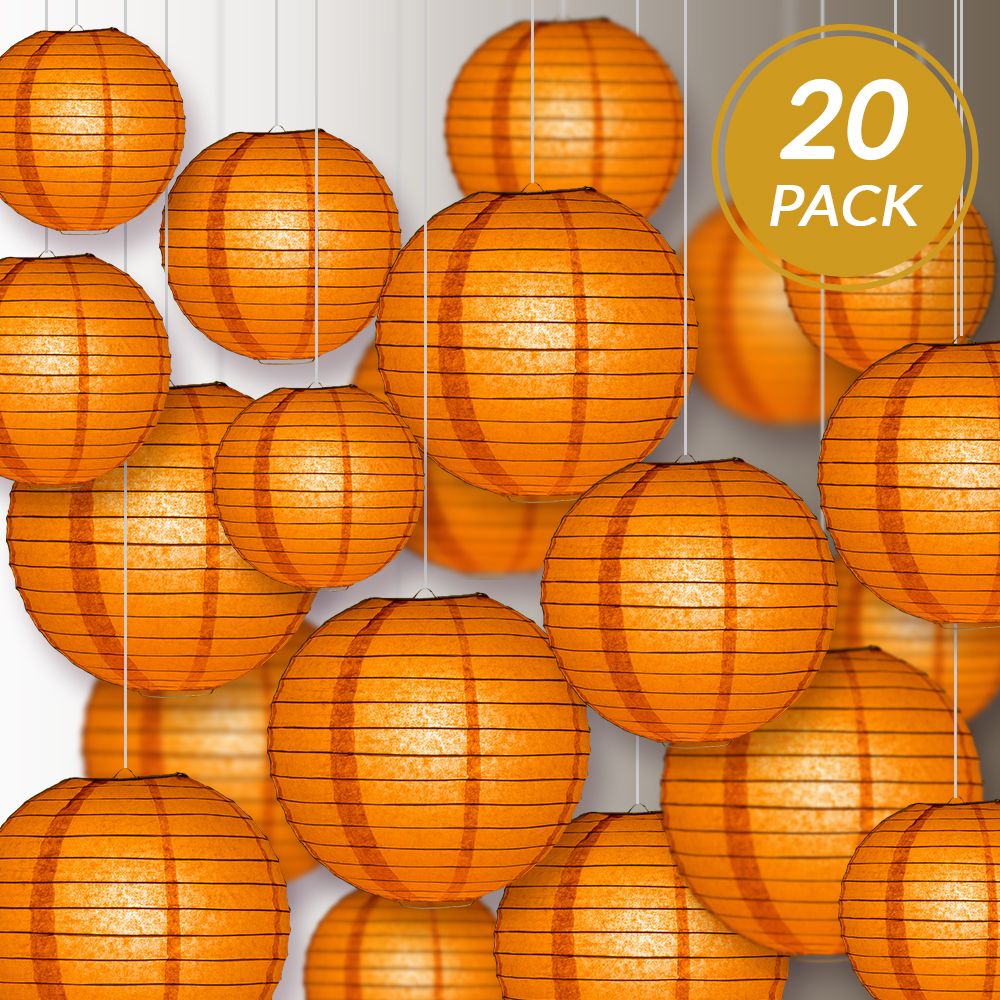 Ultimate 20pc Persimmon Orange Paper Lantern Party Pack - Assorted Sizes of 6, 8, 10, 12 for Weddings, Birthday, Events and Decor - PaperLanternStore.com - Paper Lanterns, Decor, Party Lights & More