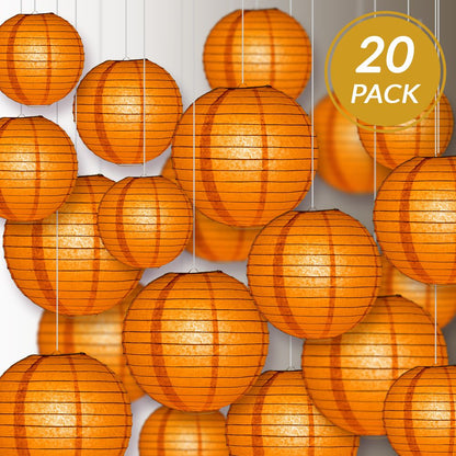 Ultimate 20pc Persimmon Orange Paper Lantern Party Pack - Assorted Sizes of 6, 8, 10, 12 for Weddings, Birthday, Events and Decor - PaperLanternStore.com - Paper Lanterns, Decor, Party Lights & More