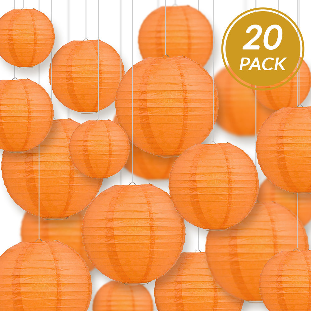 Ultimate 20pc Persimmon Orange Paper Lantern Party Pack - Assorted Sizes of 6, 8, 10, 12 for Weddings, Birthday, Events and Decor - PaperLanternStore.com - Paper Lanterns, Decor, Party Lights & More