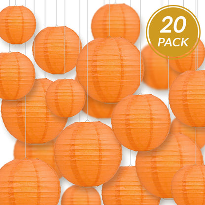Ultimate 20pc Persimmon Orange Paper Lantern Party Pack - Assorted Sizes of 6, 8, 10, 12 for Weddings, Birthday, Events and Decor - PaperLanternStore.com - Paper Lanterns, Decor, Party Lights & More