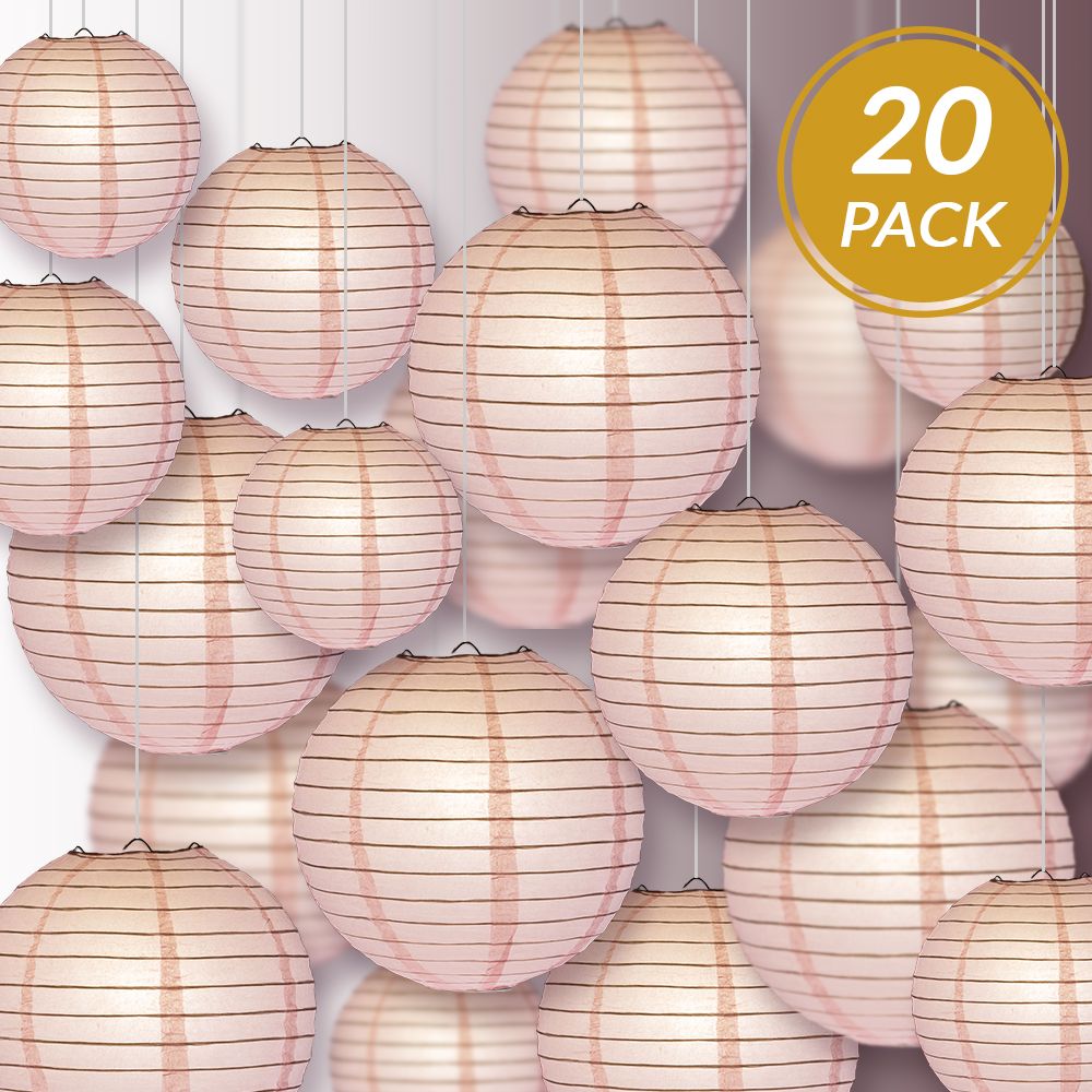 Ultimate 20pc Pink Paper Lantern Party Pack - Assorted Sizes of 6, 8, 10, 12 for Weddings, Birthday, Events and Decor - PaperLanternStore.com - Paper Lanterns, Decor, Party Lights & More