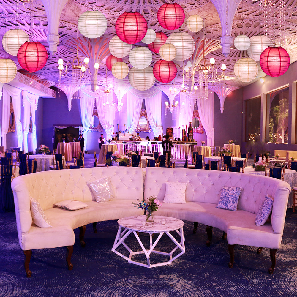 Ultimate 20-Piece Pink Variety Paper Lantern Party Pack - Assorted Sizes of 6", 8", 10", 12" (5 Round Lanterns Each) for Weddings, Events and Decor - PaperLanternStore.com - Paper Lanterns, Decor, Party Lights & More