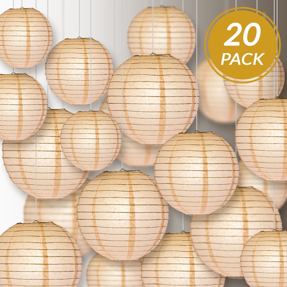 Ultimate 20pc Rose Quartz Pink Paper Lantern Party Pack - Assorted Sizes of 6, 8, 10, 12 for Weddings, Birthday, Events and Decor - PaperLanternStore.com - Paper Lanterns, Decor, Party Lights & More