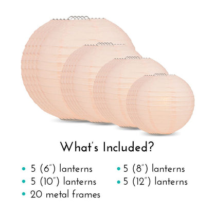 Ultimate 20pc Rose Quartz Pink Paper Lantern Party Pack - Assorted Sizes of 6, 8, 10, 12 for Weddings, Birthday, Events and Decor - PaperLanternStore.com - Paper Lanterns, Decor, Party Lights & More