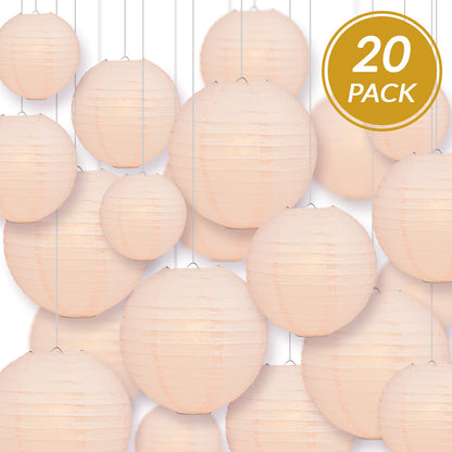 Ultimate 20pc Rose Quartz Pink Paper Lantern Party Pack - Assorted Sizes of 6, 8, 10, 12 for Weddings, Birthday, Events and Decor - PaperLanternStore.com - Paper Lanterns, Decor, Party Lights & More