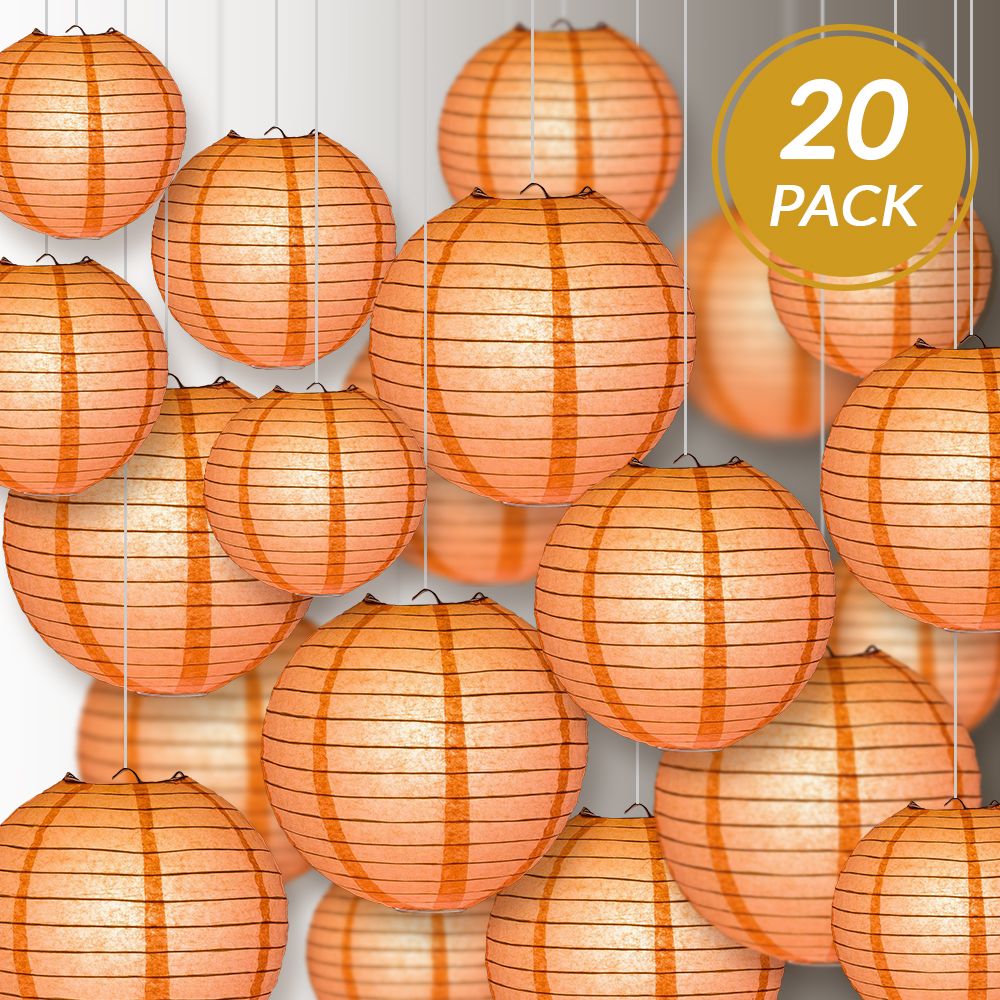 Ultimate 20pc Roseate Pink Paper Lantern Party Pack - Assorted Sizes of 6, 8, 10, 12 for Weddings, Birthday, Events and Decor - PaperLanternStore.com - Paper Lanterns, Decor, Party Lights & More