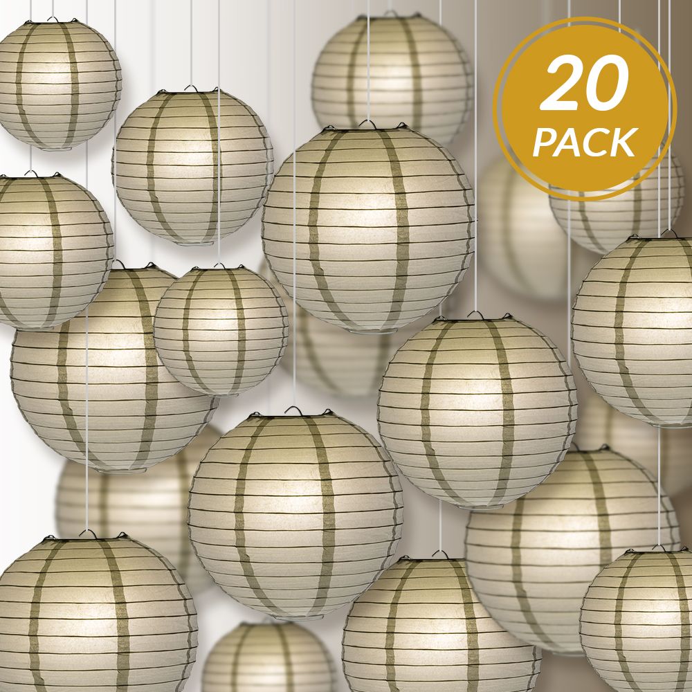 Ultimate 20pc Silver Paper Lantern Party Pack - Assorted Sizes of 6, 8, 10, 12 for Weddings, Birthday, Events and Decor - PaperLanternStore.com - Paper Lanterns, Decor, Party Lights & More