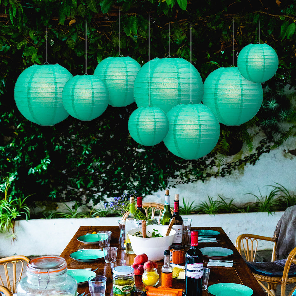 Ultimate 20pc Teal Green Paper Lantern Party Pack - Assorted Sizes of 6, 8, 10, 12 for Weddings, Birthday, Events and Decor - PaperLanternStore.com - Paper Lanterns, Decor, Party Lights & More