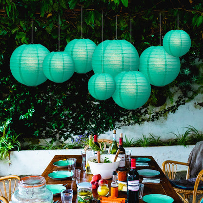 Ultimate 20pc Teal Green Paper Lantern Party Pack - Assorted Sizes of 6, 8, 10, 12 for Weddings, Birthday, Events and Decor - PaperLanternStore.com - Paper Lanterns, Decor, Party Lights & More